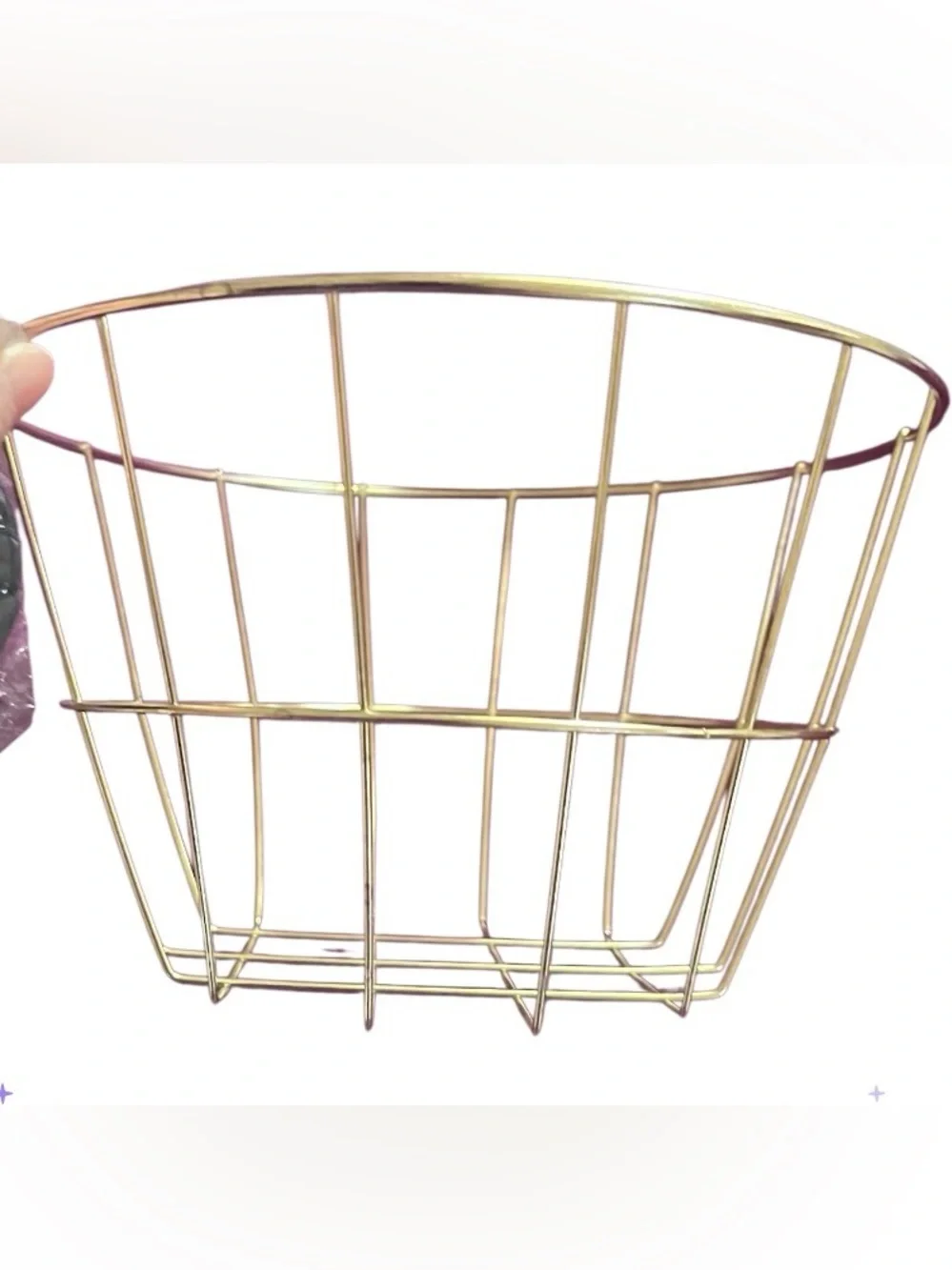 Gold Wire Storage Basket, Metal Gold Storage Basket and Greenery Brand New